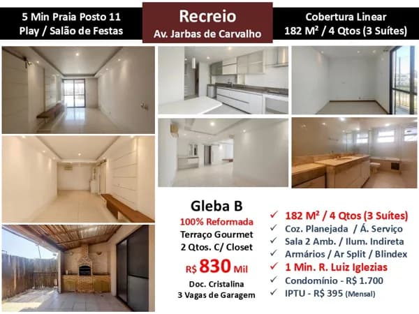 Cob Recreio Gleba B Jarbas de Carvalho 182M² Linear