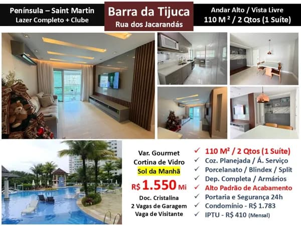 Apto Barra da Tijuca Península Saint Martin 110M²