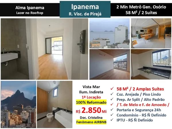 Apto Ipanema Visc. de Pirajá Alma Ipanema 58M²