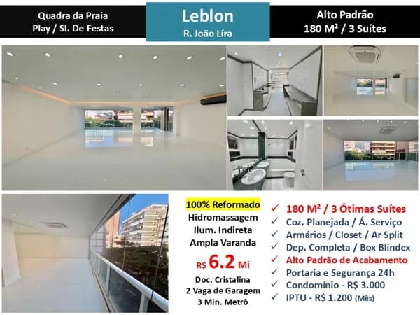 Apto Leblon João Lira 180M²