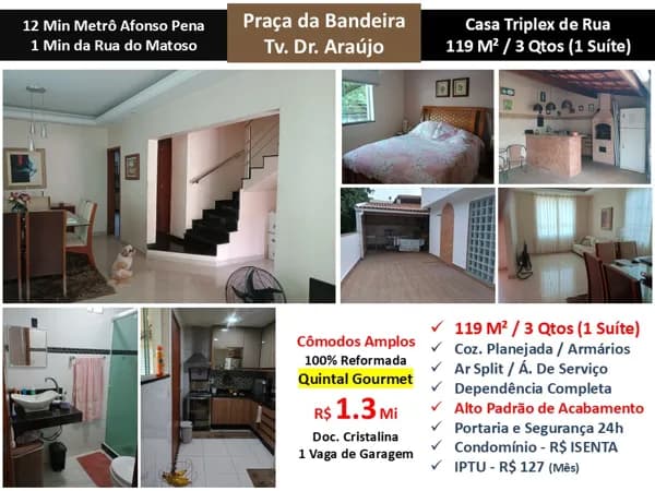 Casa Praça da Bandeira Tv. Dr. Araújo 119M²