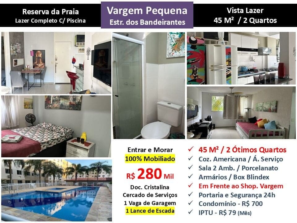Apto Vargem Pequena Reserva da Praia 45M²