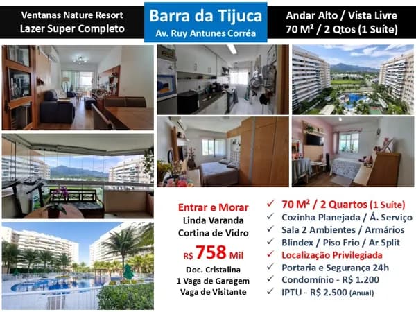 Apto Barra da Tijuca Ventanas 70M²