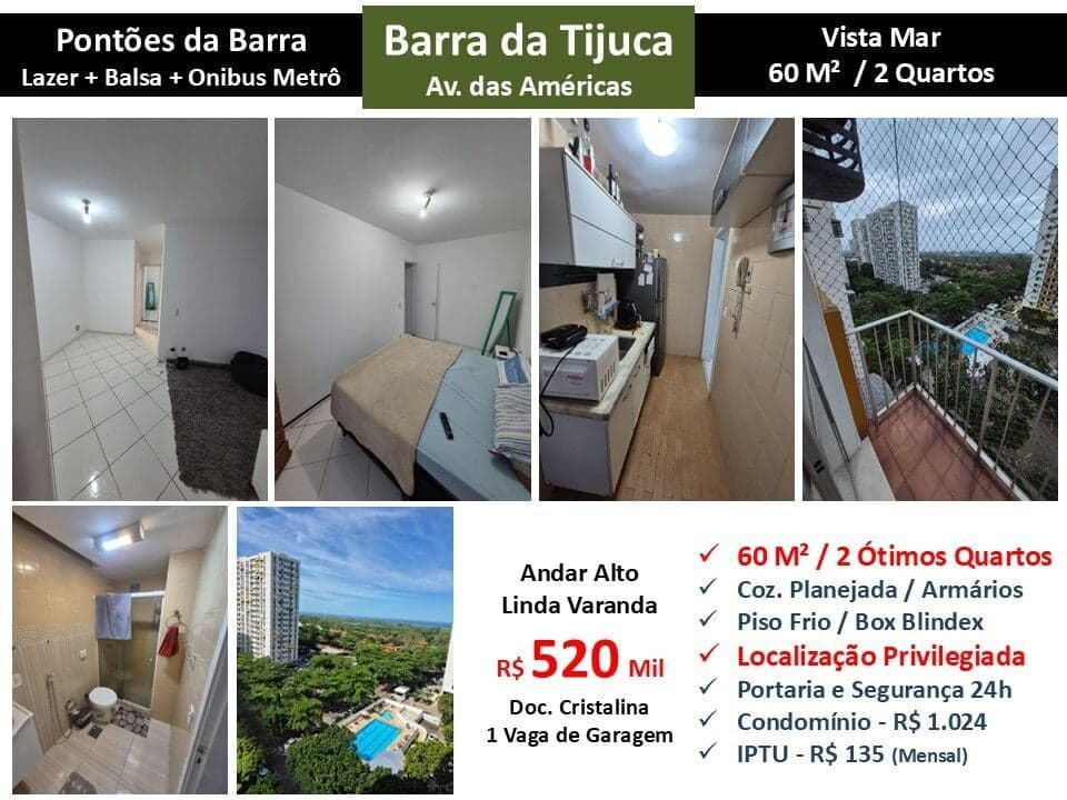 Apto Barra da Tijuca Barra Sul Pontões 57M²