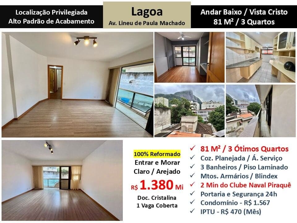 Apto Lagoa Lineu de Paula Machado 81M²