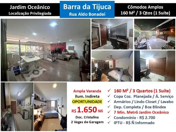 Apto Barra da Tijuca JO Aldo Bonadei 160M²