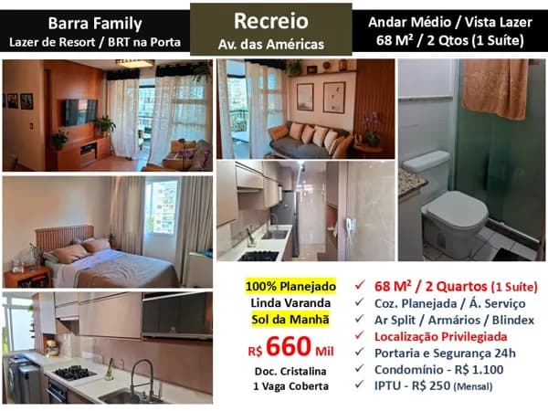 Apto Recreio Barra Family 68M²