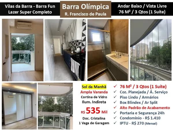 Apto Barra Olímpica Barra Fun 76M²