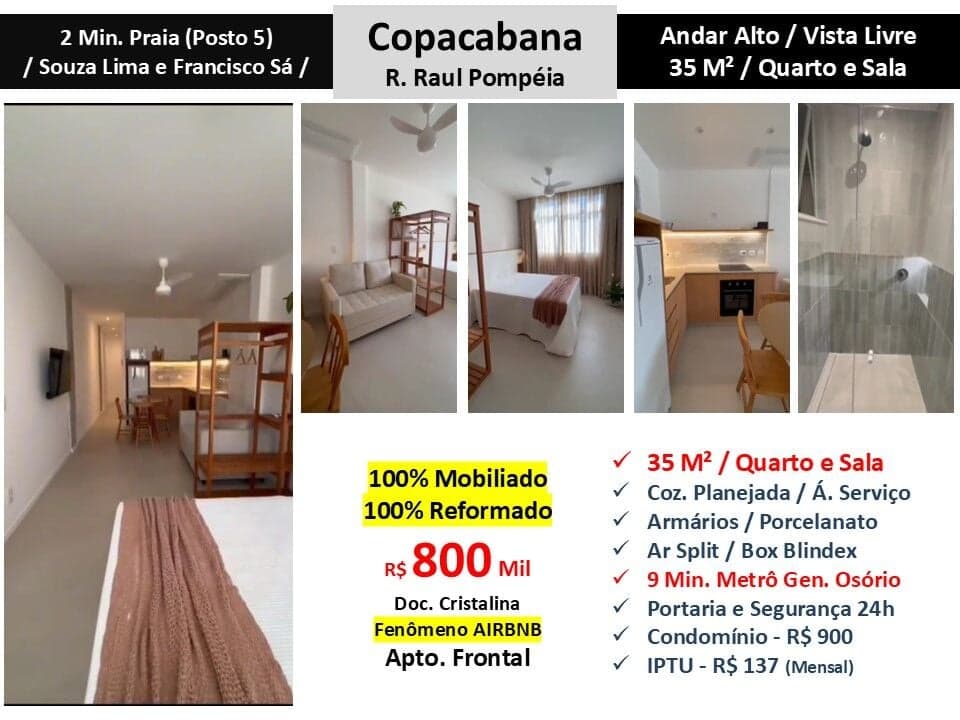 Apto Copacabana Raul Pompéia 35M²