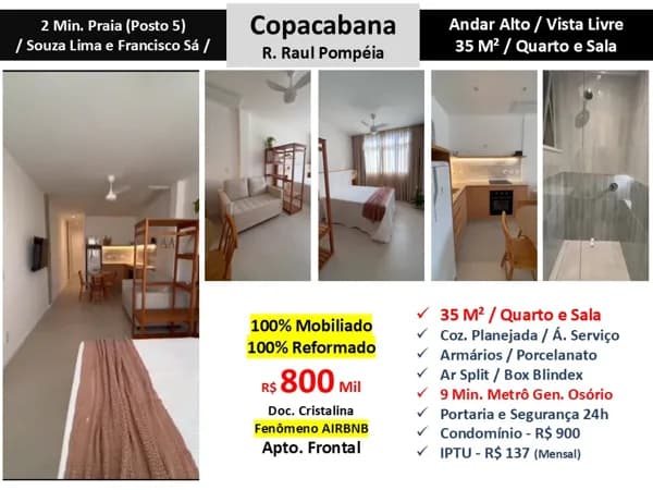 Apto Copacabana Raul Pompéia 35M²