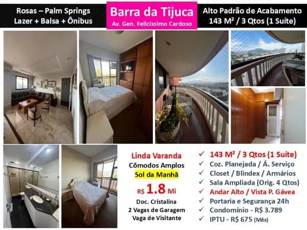 Apto Barra da Tijuca ROSAS Palm Springs 143M²