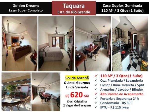 Casa JPA Taquara Golden Dreams 110M²