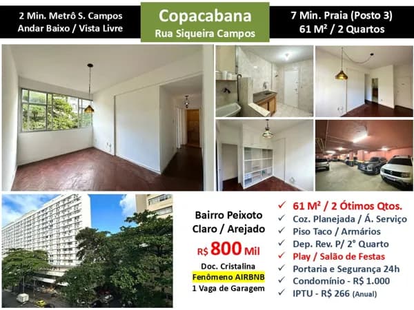 Apto Copacabana Siqueira Campos 61M² 2