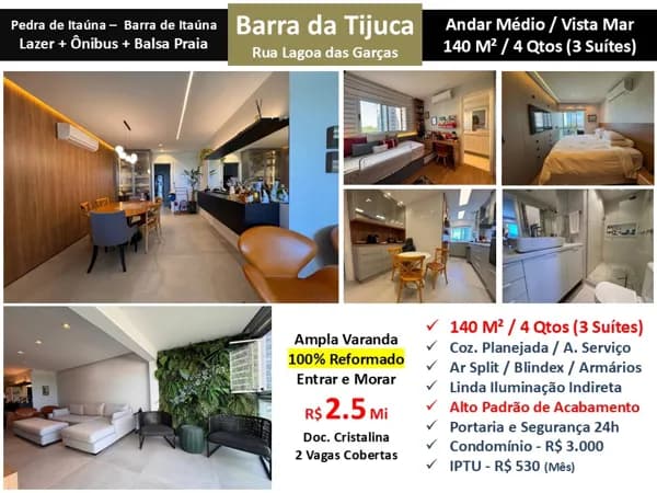 Apto Barra da Tijuca Pedra de Itaúna Barra de Itaúna 140M²