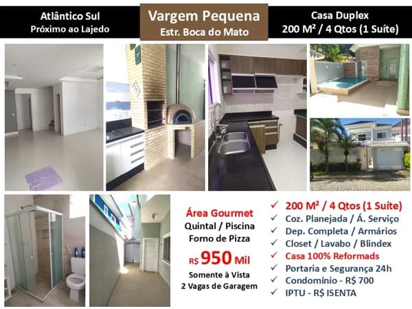 Casa Vargem Pequena Atlântico Sul 200M²