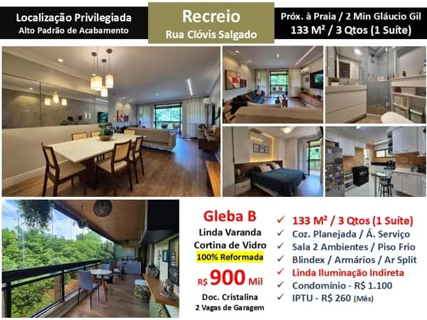 Apto Recreio Gleba B Clóvis Salgado 133M²