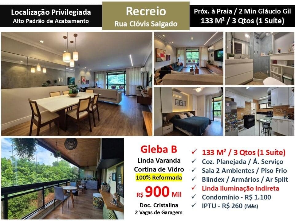 Apto Recreio Gleba B Clóvis Salgado 133M²
