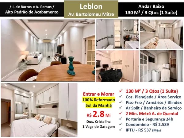 Apto Leblon Bartolomeu Mitre 130M²