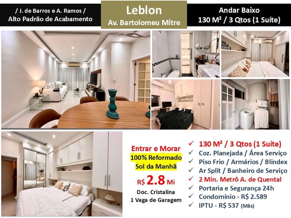 Apto Leblon Bartolomeu Mitre 130M²