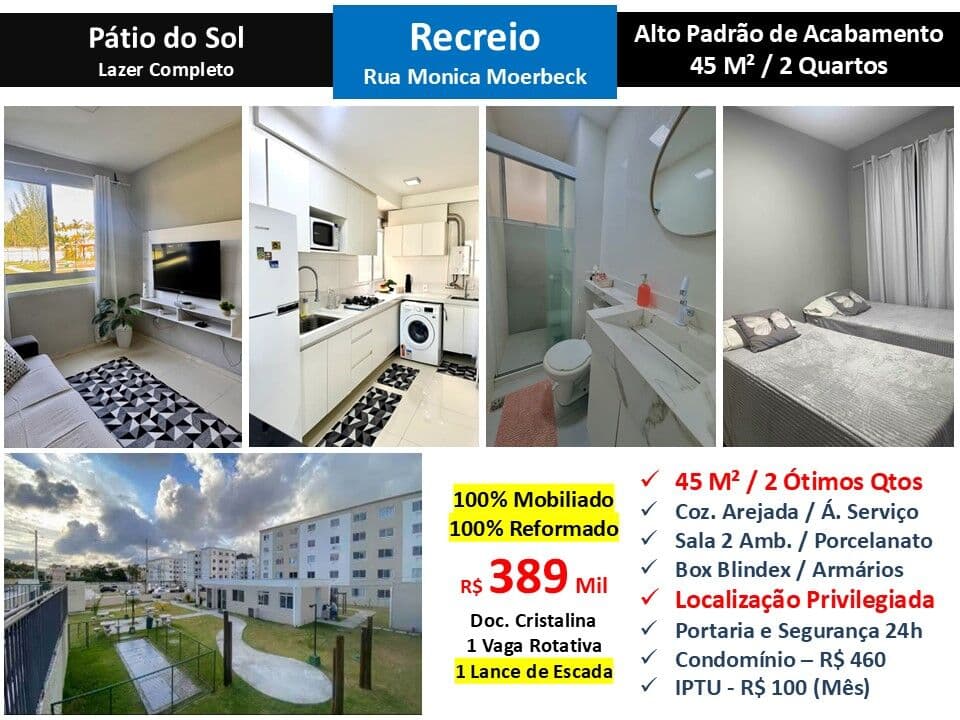 Apto Recreio Pátio do Sol 45M²