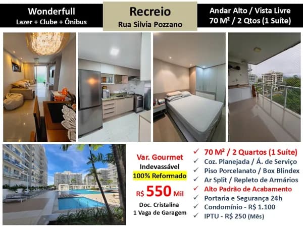 Apto Recreio Zico Wonderfull 70M²