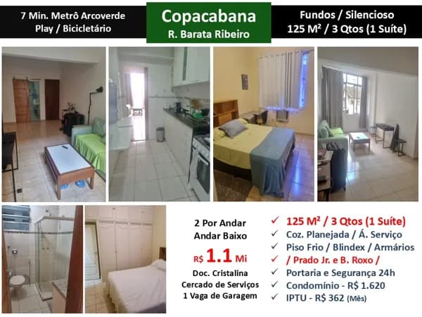 Apto Copacabana Barata Ribeiro 125M²