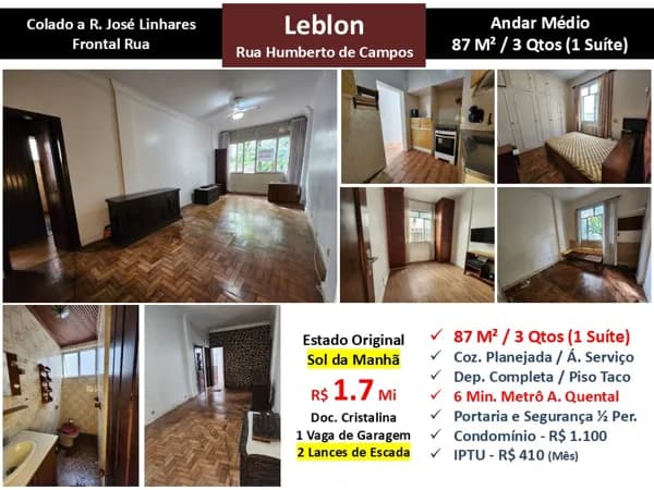 Apto Leblon Humberto de Campos 87M²