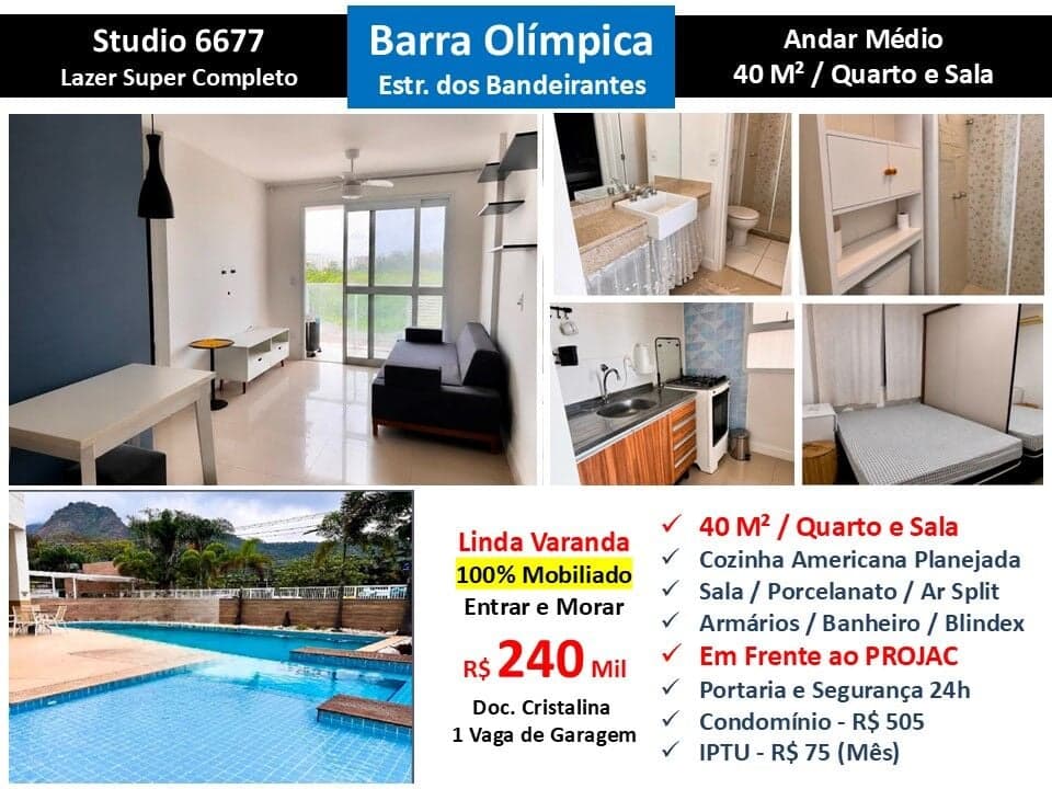 Apto Barra Olímpica Studio 6677 40M²