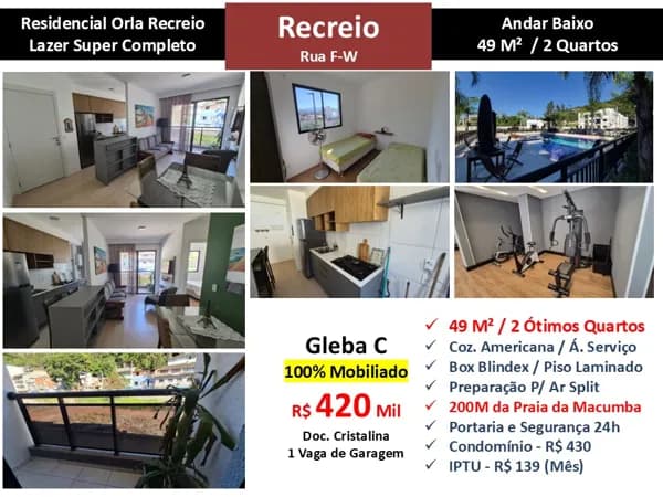 Apto Recreio Gleba C EW Orla Recreio 49M²