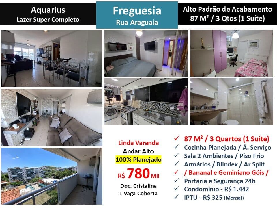 Apto JPA Freguesia Aquarius Araguaia 87M²