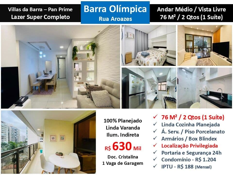 Apto Barra Olímpica Aroazes Pan Prime 76M²