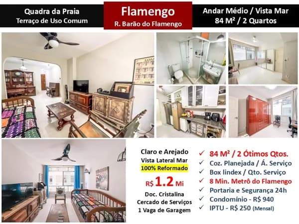 Apto Flamengo Praia Barão do Flamengo 84M²