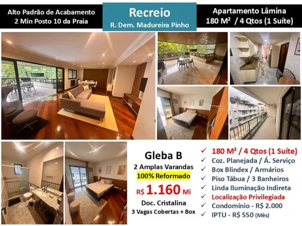 Apto Recreio Gleba B Praia Madureira Pinho 180M²