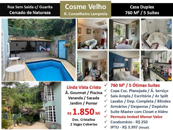 Casa Cosme Velho Conselheiro Lampreia 760M²