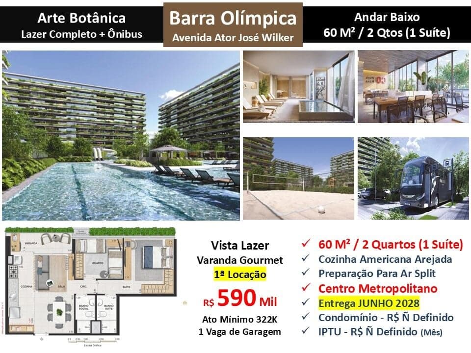 Apto Barra Olímpica Arte Botânica 60M²
