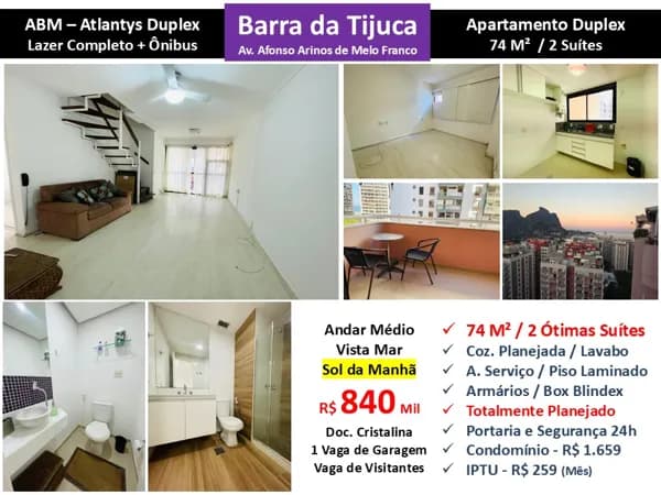 Apto Barra da Tijuca ABM Atlantys 74M²