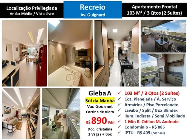 Apto Recreio Gleba A Guignard 103M²