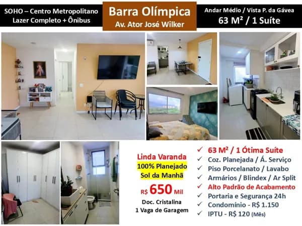 Apto Barra Olímpica Centro Metropolitano Soho 63M²