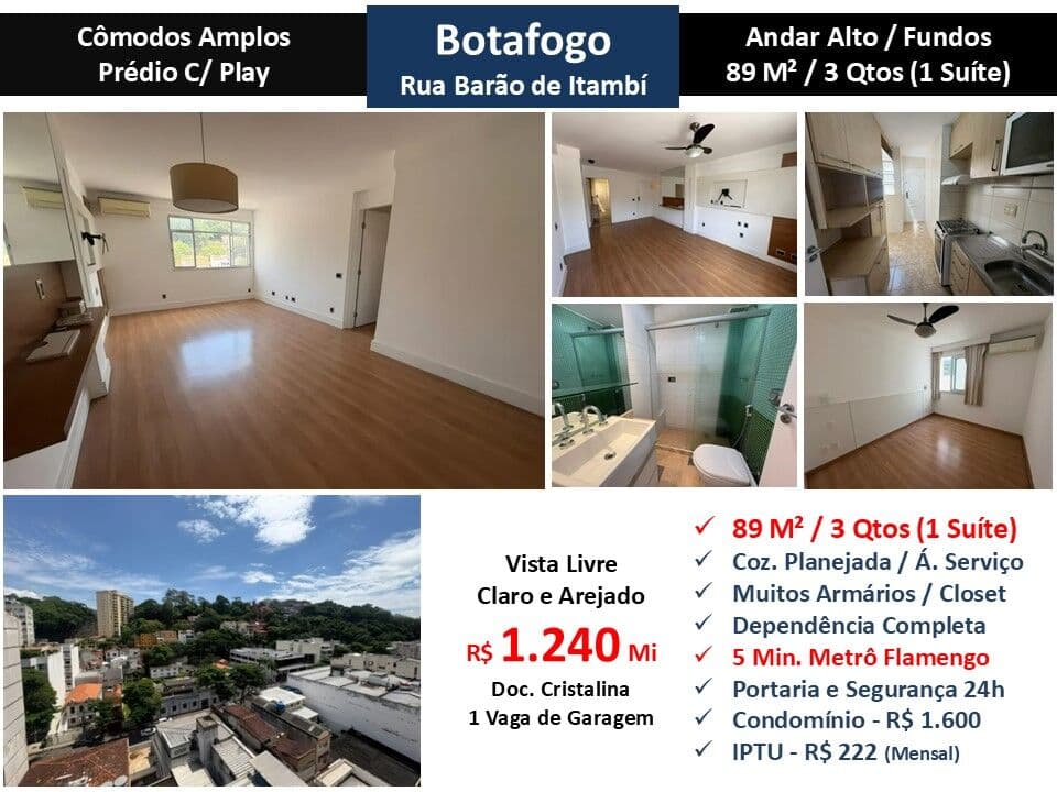 Apto Botafogo Barão de Itambí 89M² 2