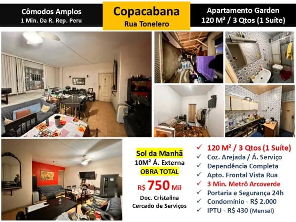Apto Copacabana Tonelero 120M² Garden