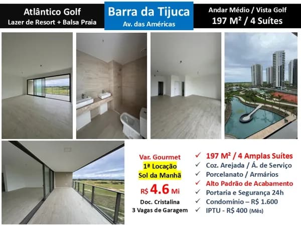 Apto Barra da Tijuca Atlântico Golf 197M²
