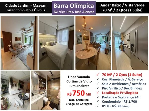 Apto Barra da Tijuca Cidade Jardim Maayan 70M²