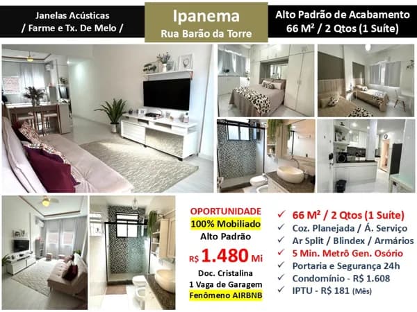 Apto Ipanema Barão da Torre 66M²