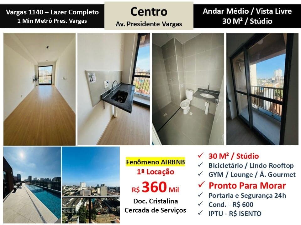 Apto Centro Vargas 1140 30M²