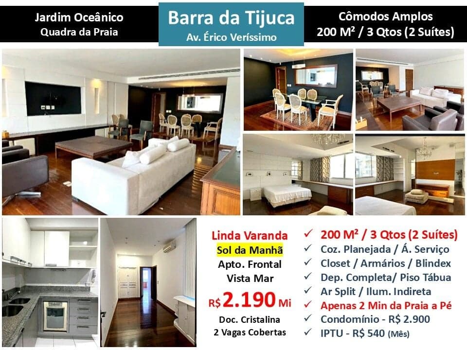 Apto Barra da Tijuca JO Érico Veríssimo 200M²