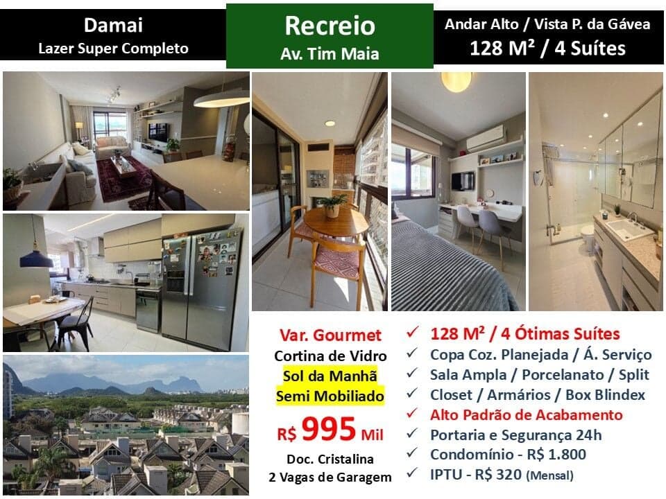 Apto Recreio Zico Damai 128M²