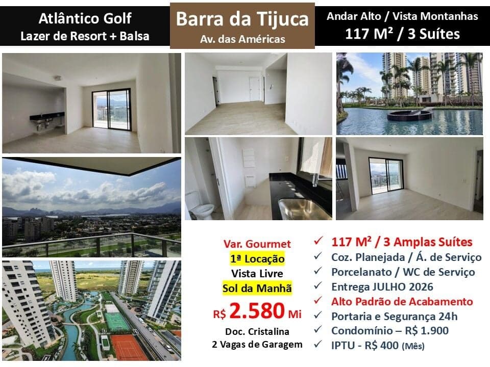 Apto Barra da Tijuca Atlântico Golf 117M²