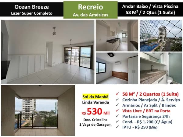 Apto Recreio Ocean Breeze 58M²