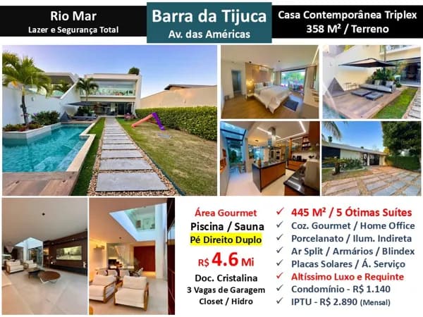 Casa Barra da Tijuca Rio Mar 445M²