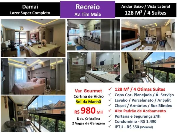 Apto Recreio Zico Damai 128M²